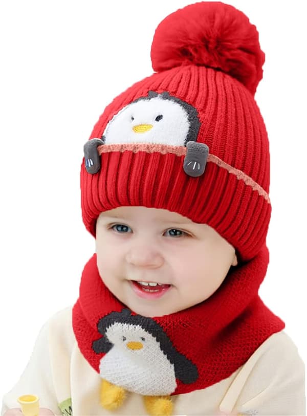 Mössa halsduk set mössa barn vinter baby stickad mössa set