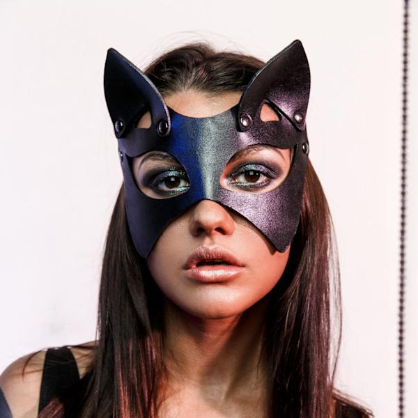 Kvinnors lädermasker, kvinnors maskeradmasker, djurhalvmasker festmasker för cosplay halloween kostymtillbehör