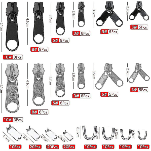 197-delars dragkedjereparationsset, dragkedjebytare dragkedjebyte 2 minitänger