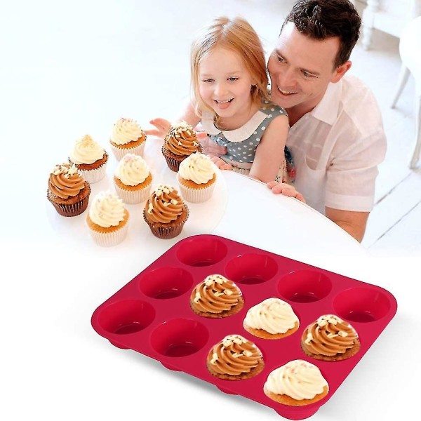 Silikone Muffinsbakke, 2 Pak Muffinform 12 Kopper Stor, Non-stick Cupcakeform