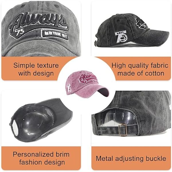 Baseball Cap, Unisex Vintage Jeans Hat Justerbar Cap Hip-hop Fashion Snapback Sport Cap Broderi Bokstaver Trucker Motorsykkel Cap, Rød