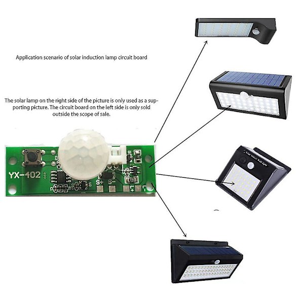 3,7V Infrarød Solcellelampe Panel Kredsløbskort Solcellelampe Kort Kontrol Sensor Natlys Controller Modul