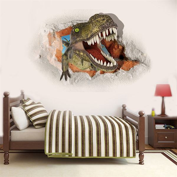 3D trasig vägg dinosaurie väggdekaler för sovrum och vardagsrum självhäftande målning 45*60CM