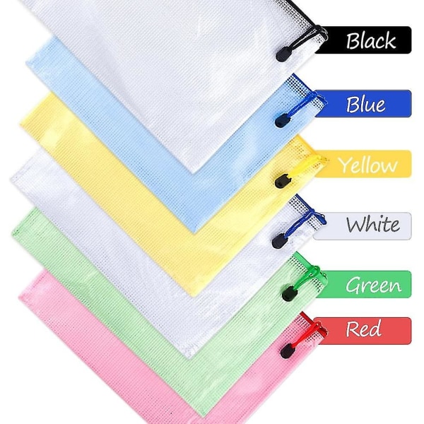 12 stk A4 dokumentveske vanntett mesh glidelås poser glidelås filposer mesh dokument plast