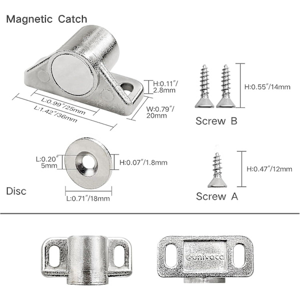 Dørmagneter Magnetisk Lås Pakke med 4 Silver