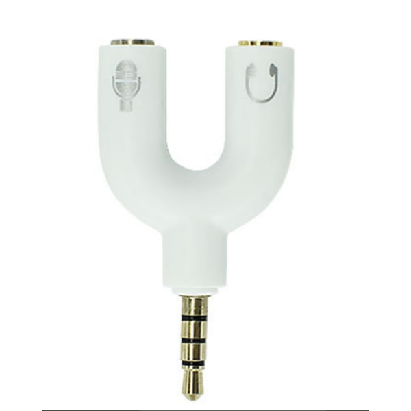 stk (hvid) Hovedtelefonadapter 3,5 mm Headset Mikrofonkonverter U Shape Audio Splitter