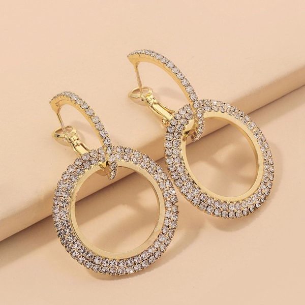 S925 silver nål diamantörhängen för kvinnor runda geometriska temperament mode örhängen design överdrivna örhängen