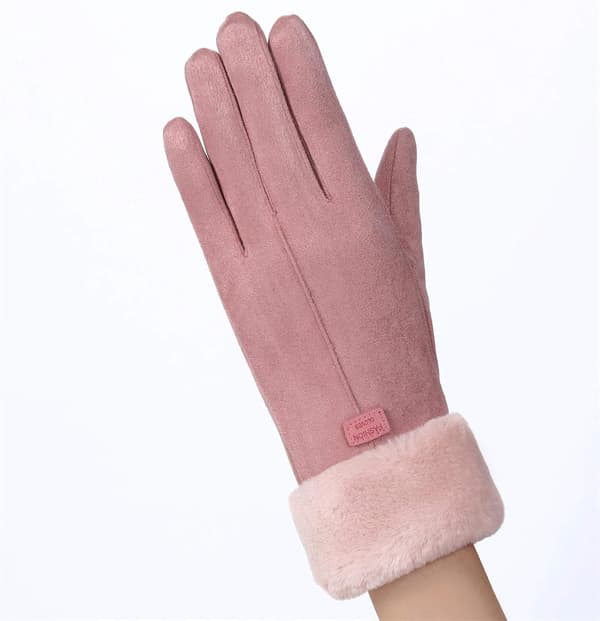 Dame Vinter Varme Handsker Touch Screen Ruskind Tyk Foring Vanter Dame Udendørs Handske Pink