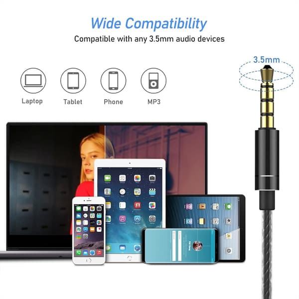 Hörlurar, Android MP3 etc. Elegant vit, trådbundna hörlurar med mikrofon och volymkontroll, stereo brusreducerande in-ear-hörlurar, Universal 3.5