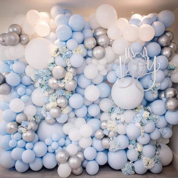 100 st pastellblå ballong 10 tum macaroon latexballong och ballong för festtillbehör för dekoration födelsedag, festceremoni, bröllop