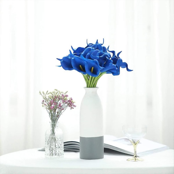 20 stk kunstige blomster falske calla lilje blomst ekte touch bukett for hjem hage kontor fest bryllup dekorasjon Blue