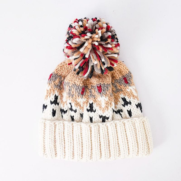 Pom Pom Beanie, Svart och grå vattenavvisande mössa Beige
