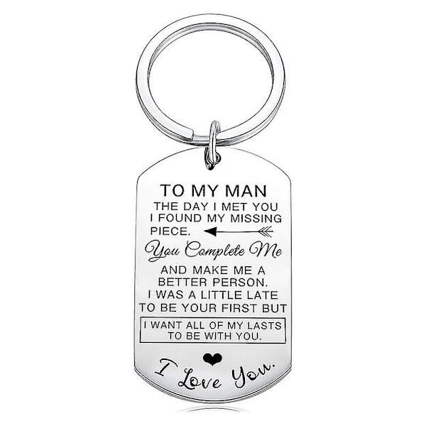 Nyckelring med texten \"Till min man och till min kvinna\" Steel Color TO MY MAN