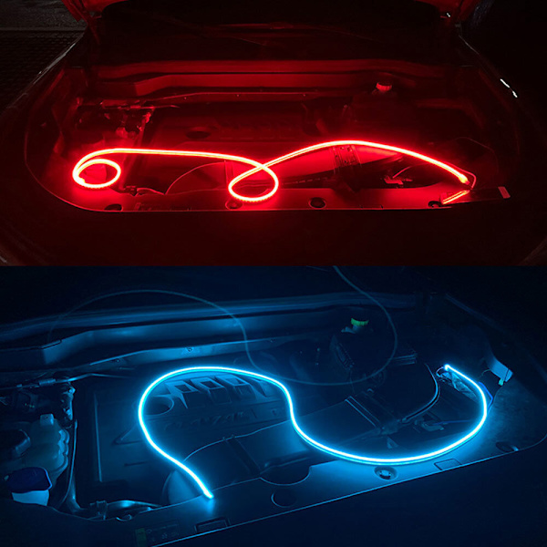 120cm auton konepellin LED-nauhavalo 12V vedenpitävä joustava auton konepellin valonauha punainen