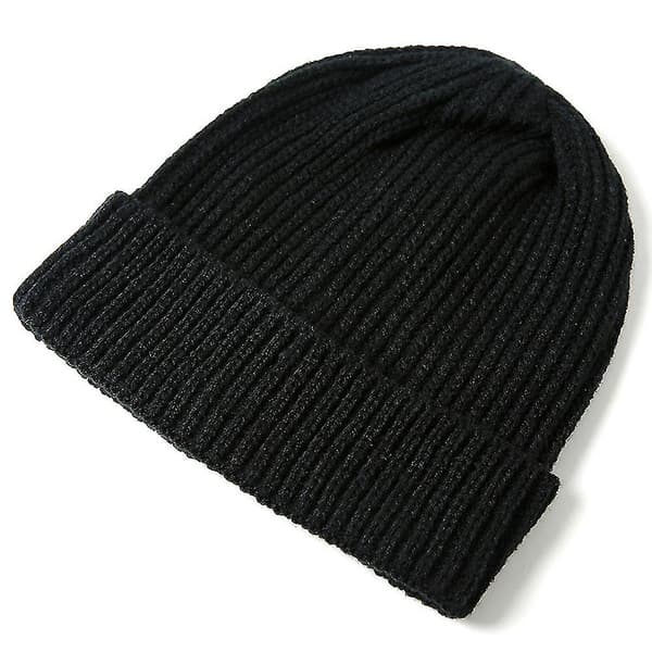 Vinter Beanie Varme Manchet Huehættede Hue Vinter Hue Sort Black