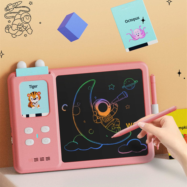 Ritbräda för handstil för barn, maskin för tidig utbildning för engelska kort, ritbräda för kopiering av graffitipussel för pojkar, flickor Pink