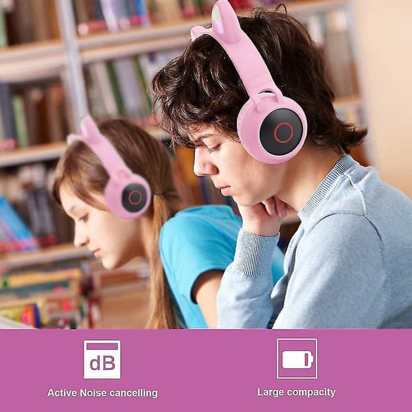 BT028 Bluetooth-headset med katteører, lysende trådløst headset, stereo sports-headset