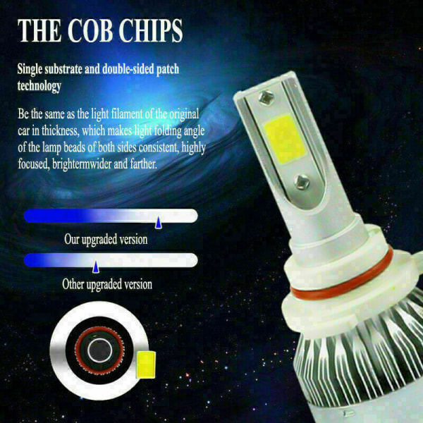 1 par COB 9005 H10 HB3 LED-strålkastarlampa 1800W 270000LM 6000K Dimljus