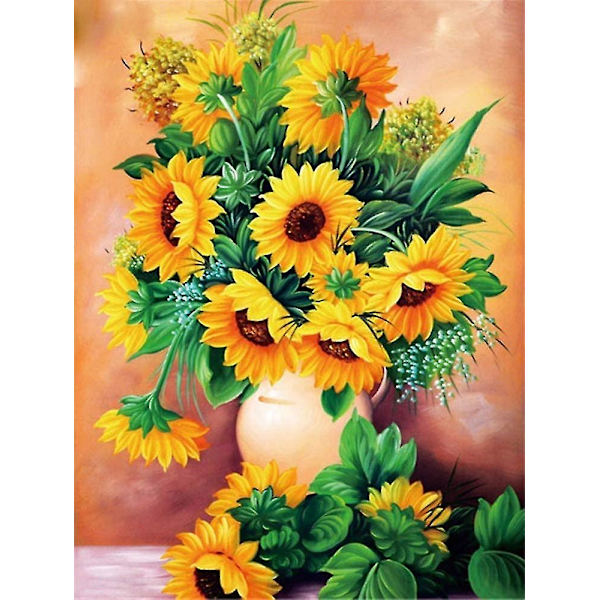 Jul DIY 5d Diamantmålning Solros Efter Nummer Kit Solros Blomma Korsstygn