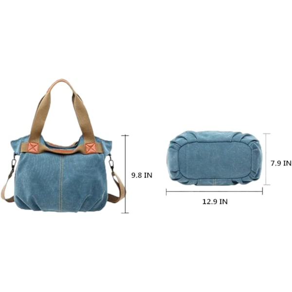 Dames Canvas Tote Bulk Wallet Tote Retro Casual Rygsæk, Blå