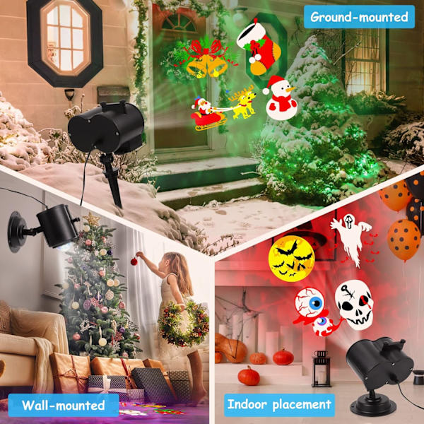 Jul Projektor Lys Udendørs Jul Projektor HD Slide Wave Lys Fjernbetjening Timer Jul Fest Dekoration Ferie Projektor