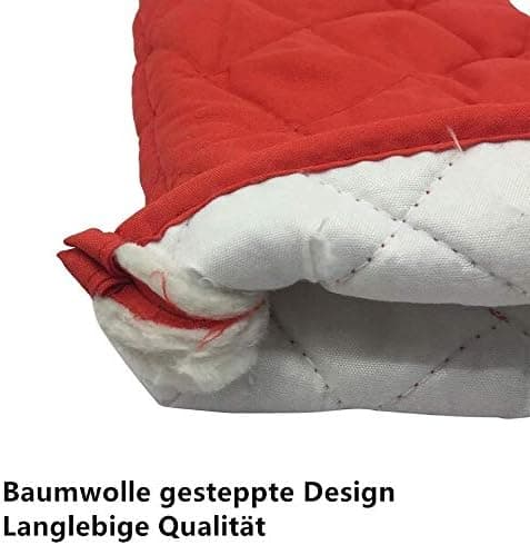 1 Pari lämmönkestävää paksuntavaa lämmönkestävää uunin hanskaa (punainen)