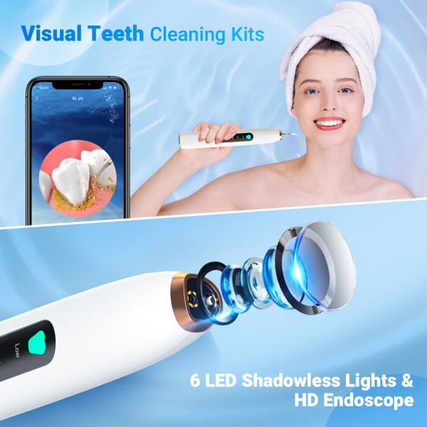 4-växlad smart visuell tandrengörare elektrisk hushållstandrengöringsenhet tandstensborttagare skönhetstandinstrument