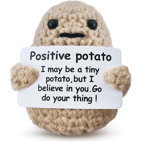Mini Rolig Positiv Potatis med Positivt Kort Kreativ Ull Inspirerande Potatisvirkad Dock Cheer Up Presenter till Vänner Fest Juldekoration