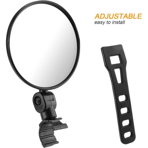 Bike Mirrors, 2pcs Cycling Bike Rear View Mirrors Adjustable Rotatable Handlebar Mounted Plastic Convex Mirror for Mountain Road Bike