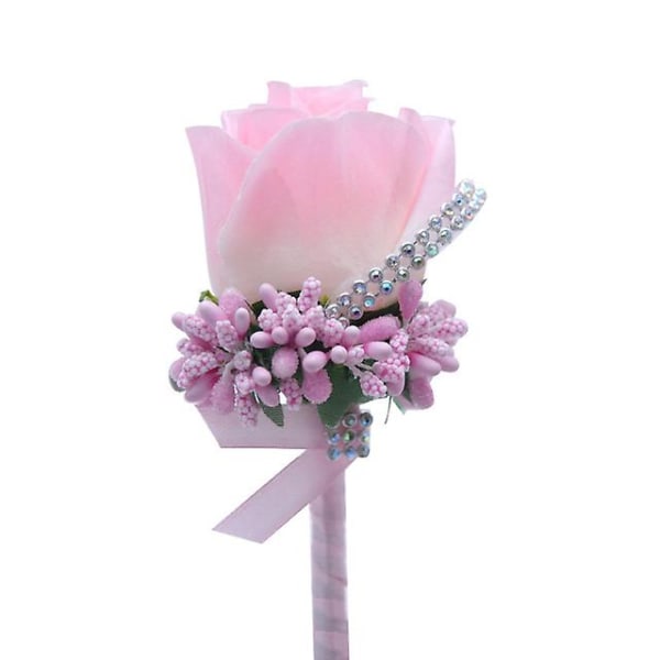 2 stk Rose Boutonniere, Bryllups Corsage, Håndlaget Kunstig Boutonniere Light Blue