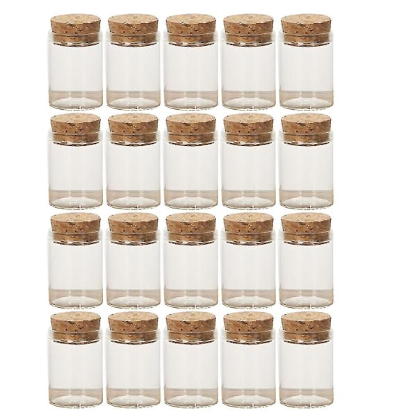 20 Pcs 30x40mm Cork Glass Bottles Transparent Tea Storage Jars For Home Party