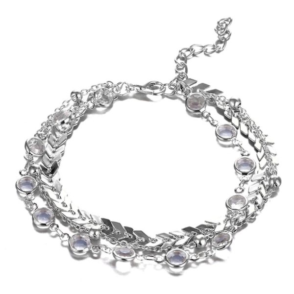 Krystal Sequin Anklet Sæt Til Kvinder, Vintage Statement Anklet Boho Style Smykker Silver