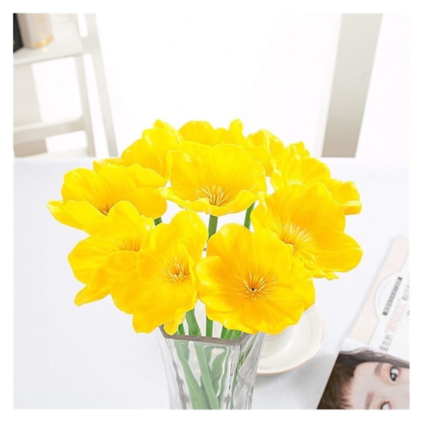 10 st Konstgjorda Vallmoblommor Konstgjorda Mini Real Touch Pu Vallmo Latex Majs Fest Dekorativ Blomma Yellow