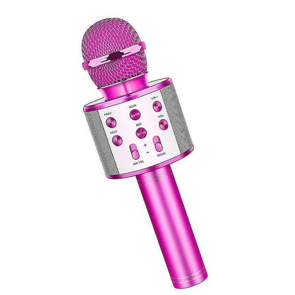 Langaton Bluetooth-karaokemikrofoni LED-valoilla, kannettava Pink