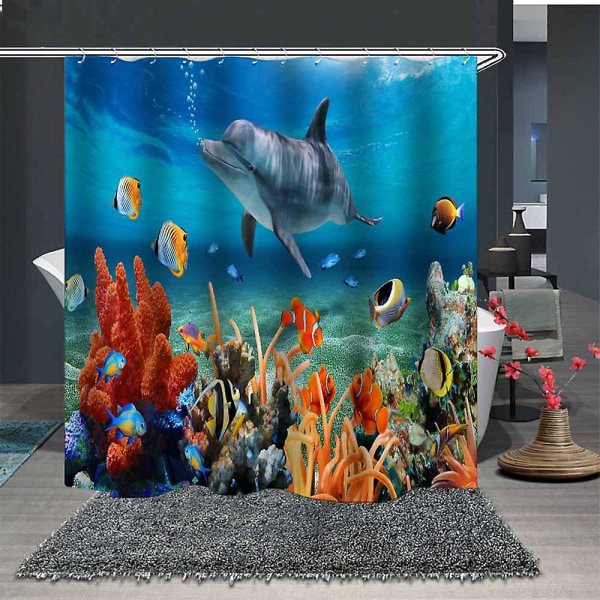 Bruseforhæng Vandtæt Skimmelbestandig Modstandsdygtig Badeforhæng Vaskbart Badeforhæng Polyesterstof 3d Bruseforhæng Til Badeværelse Med 12 Kroge pz 0641 180x200cm