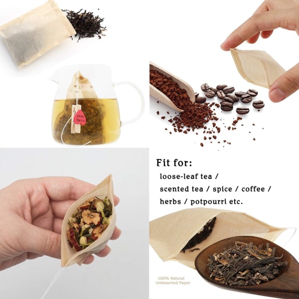 400 engangs teposer med snoretråde, te filterposer, primærfarve kaffeposer, filterpapirposer, snoretråd filterposer 6*8cm