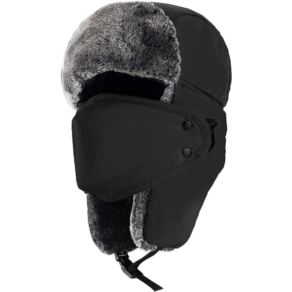 Talvihatut naisille ja miehille, talvihattu Trapper Hat Ushanka, korvaläppä leukahihna ja tuulenpitävä maski