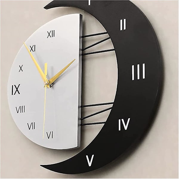 12 tums väggklocka stor tyst modern design månform romerska siffror kvarts väggklocka present