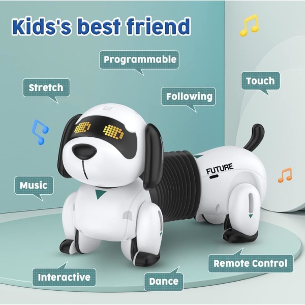 Fjernbetjent elektronisk hund til børn - Robotkæledyr Interaktive robotdyr Smart RC hvalp Programmerbar med gående og dansende legetøj til piger drenge