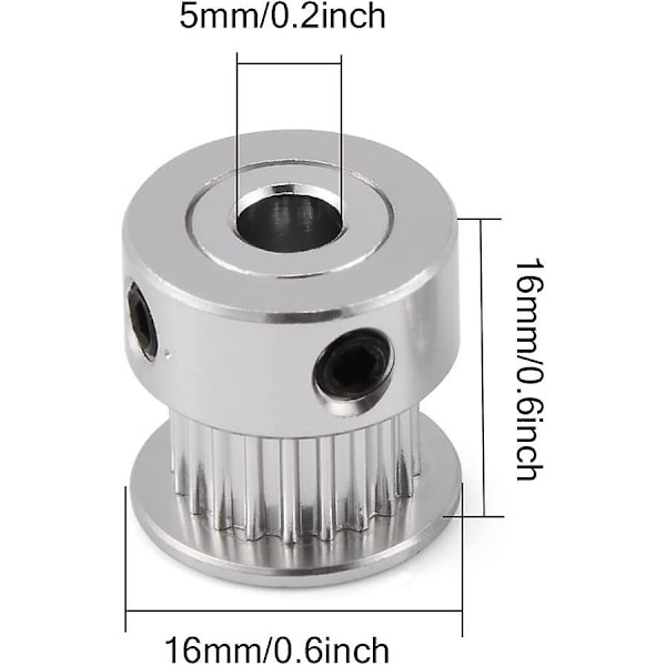 Synkron Timing Remskive, 20 Tænder, Boring Diameter 5mm, 3D Printer Remskive, 5stk 5mm