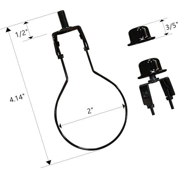 Adapterkit för lampskärm - Inkluderar trim och skärmutjämnare för att hålla skärmhårdvaran på plats Glödlampsfjäderklämma - 2-pack svart