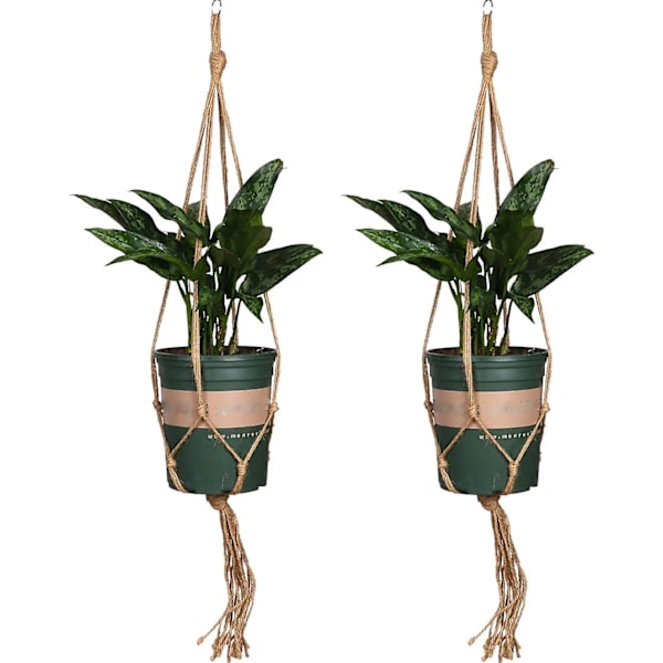 2-pack hängande korg växt hängare nät blomkruka hållare handgjord inomhus utomhus dekoration S