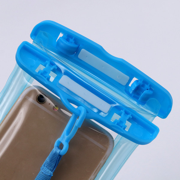2st vattentät smartphoneväska med flytande krockkudde (blå 5,2-6,7 tum), vattentät telefonväska med lysande kant, lämplig för iPhone 13, 12 Pro Max