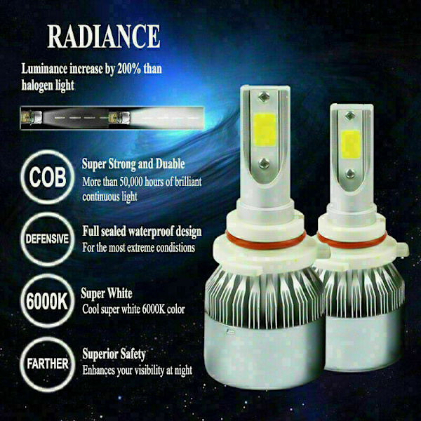 1 par COB 9005 H10 HB3 LED strålkastare glödlampa kit 1800W 270000LM 6000K dimljus