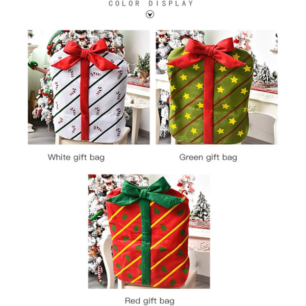 3 st julstolar ryggstöd överdrag rosett presentpaket design juldekoration stolsöverdrag för restaurang hotell hem kök matsal