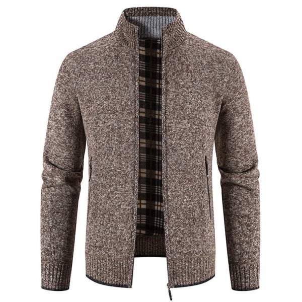 Stickade Casual Cardigans för Män Brown M