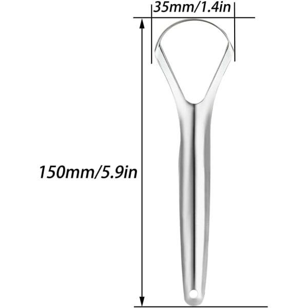 Tungeskrape i rustfritt stål, eliminerer dårlig ånde, munnpleie, tungebørster, tungerenser, tungeskrape