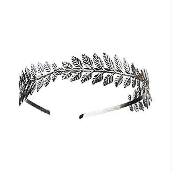 Blomsterhårbånd Brud Blomsterkrans Med Kunstige Blade, Jenter Laurel Krans Boho Blad Hårtilbehør Til Kvinner Jenter Silver