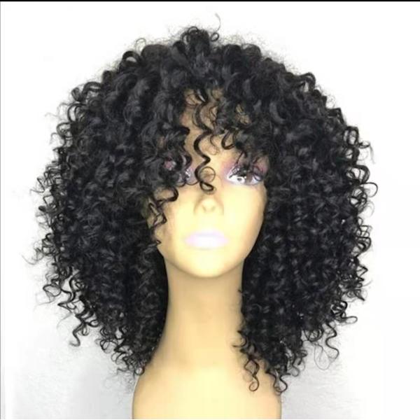 Liten lockig afro svart kemisk fiberperuk