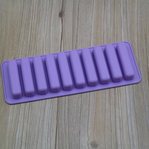 10 hulrums fingerkiks silikoneform silikone kage chokolade bageform, lilla